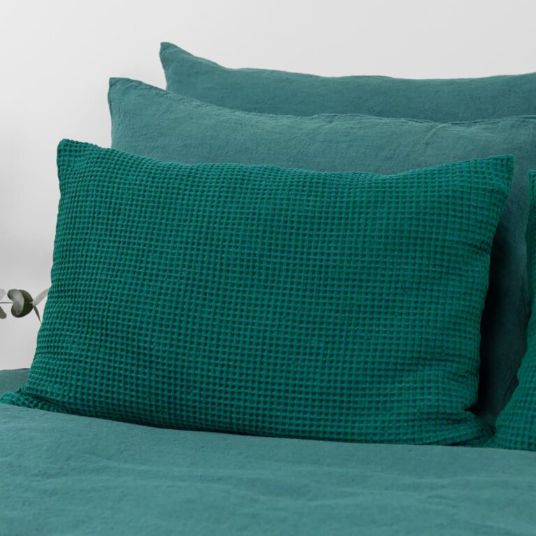 green cushion cover half linen