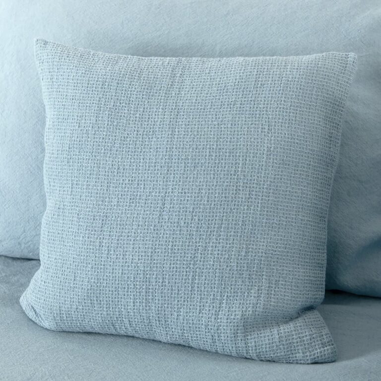 blue cushion cover half linen