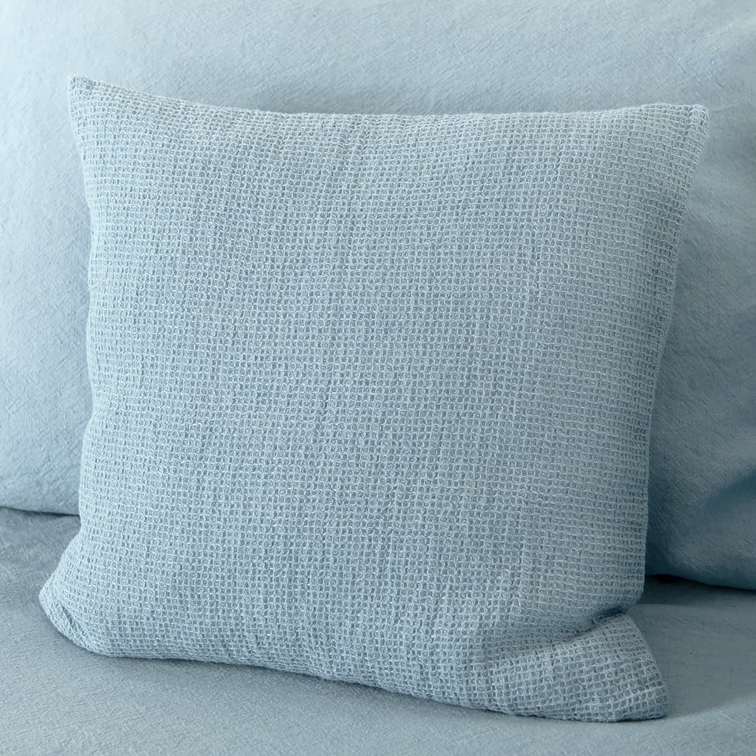 blue cushion cover half linen