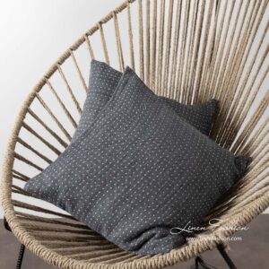 MEGA Poszewka na poduszkę szara 3 Dark grey linen cushion cover, mega.