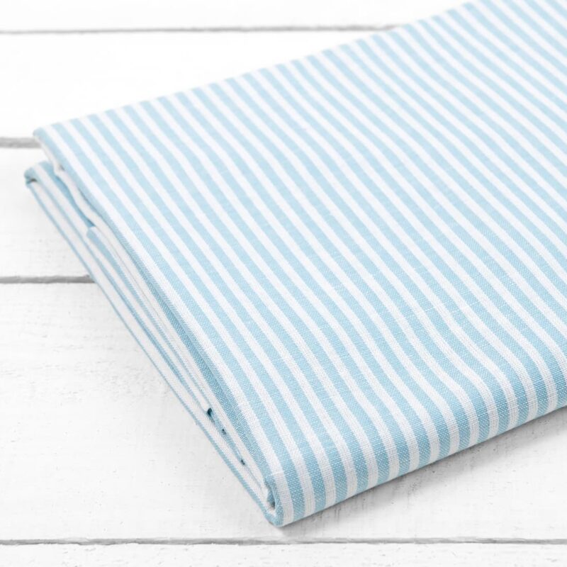linen cotton turquoise striped flat sheet, hemmed