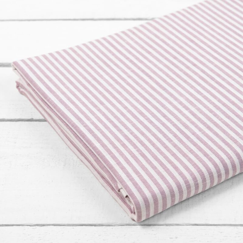 linen cotton lilac striped flat sheet, hemmed 2 sides