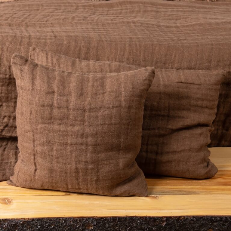 dark brown linen cushion cover