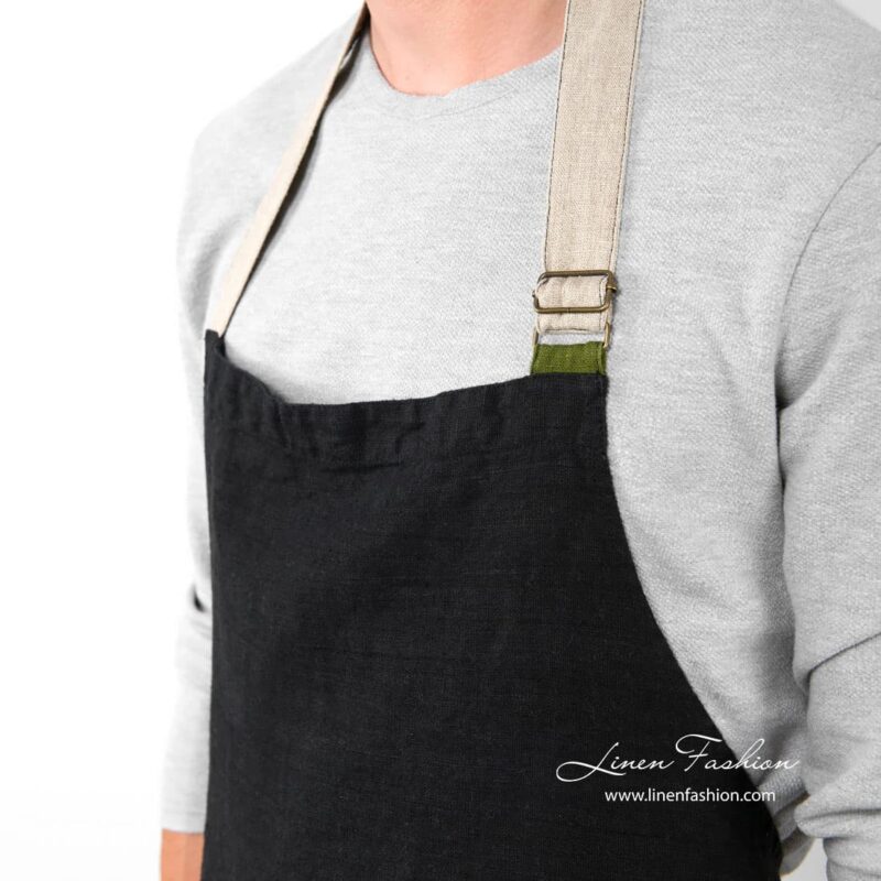 Black colored linen apron, jazz.