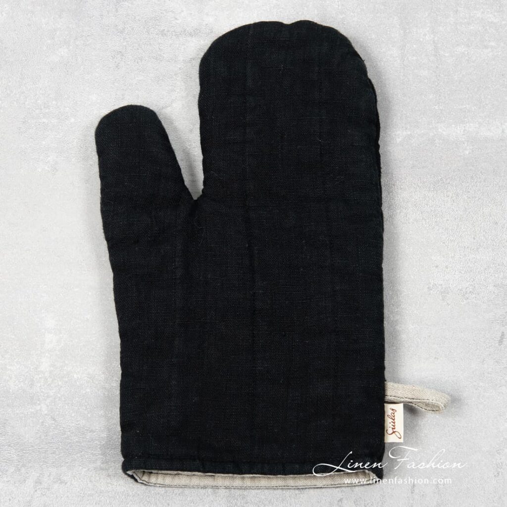 Black linen oven glove, JAZZ.