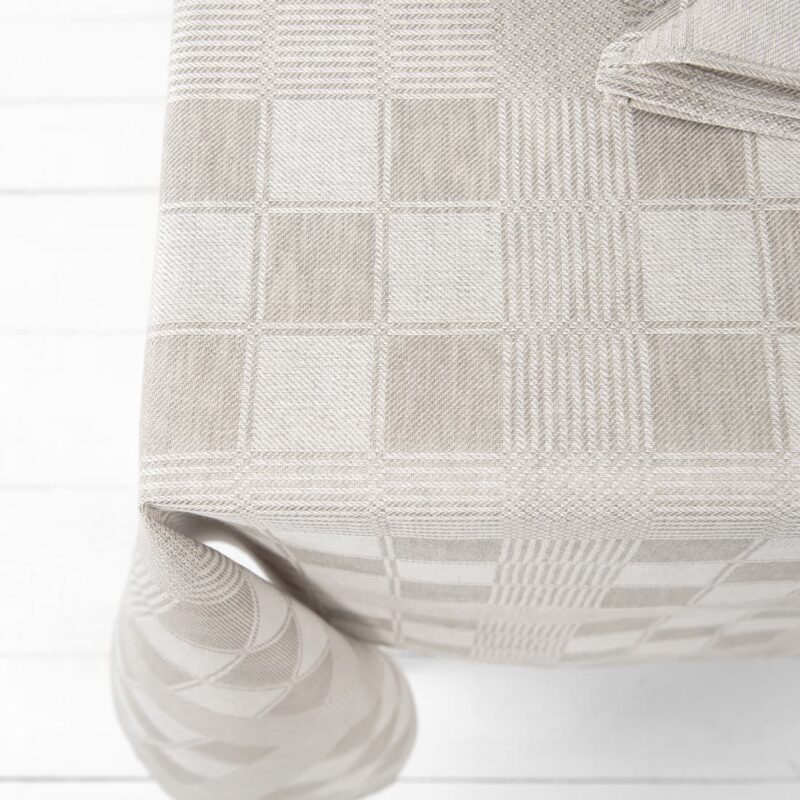 half linen tablecloth beige checks