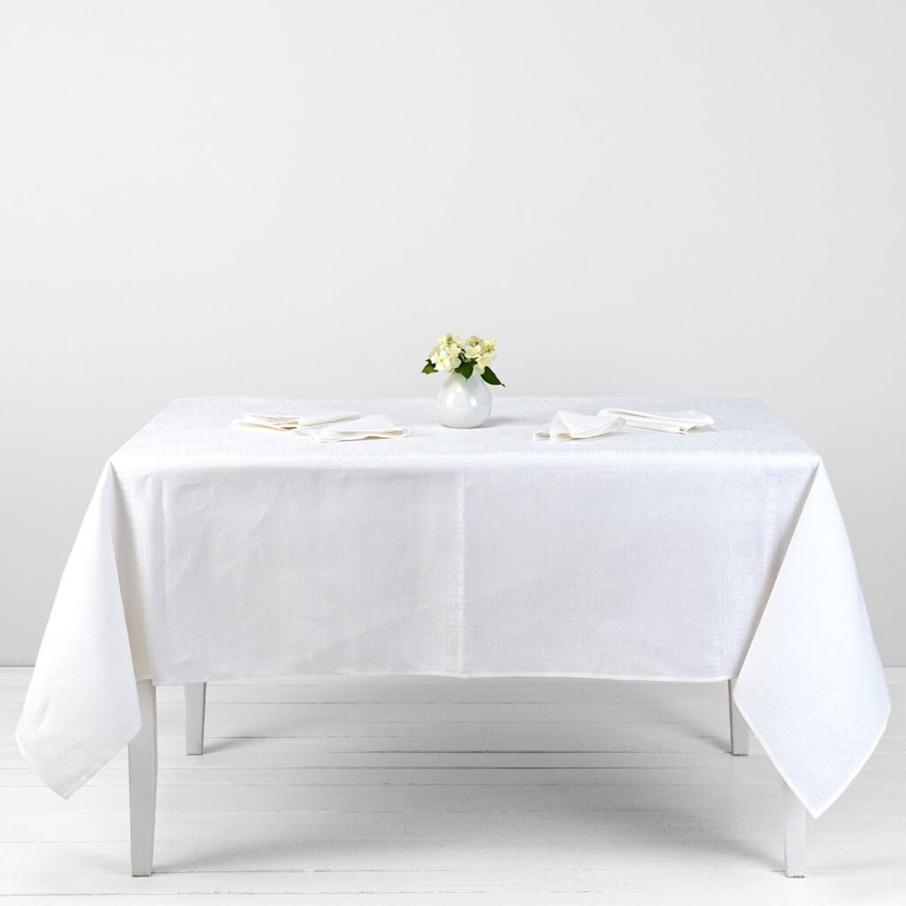 White linen cotton tablecloth
