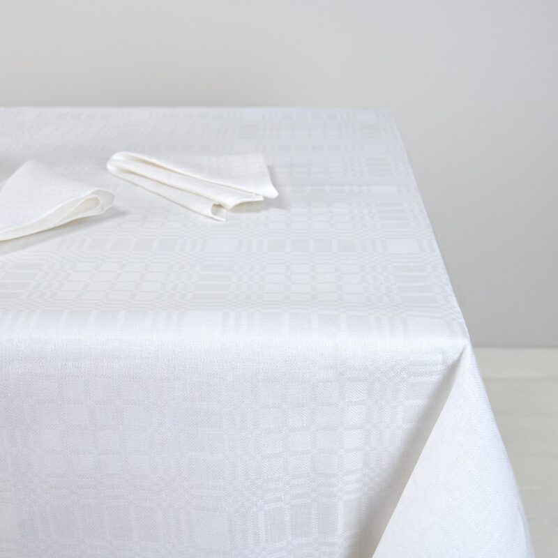White linen cotton tablecloth, simple hem