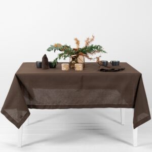 brown linen tablecloth