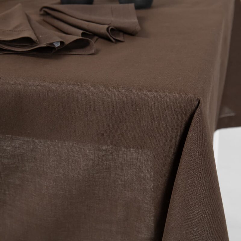 brown linen tablecloth, not washed.