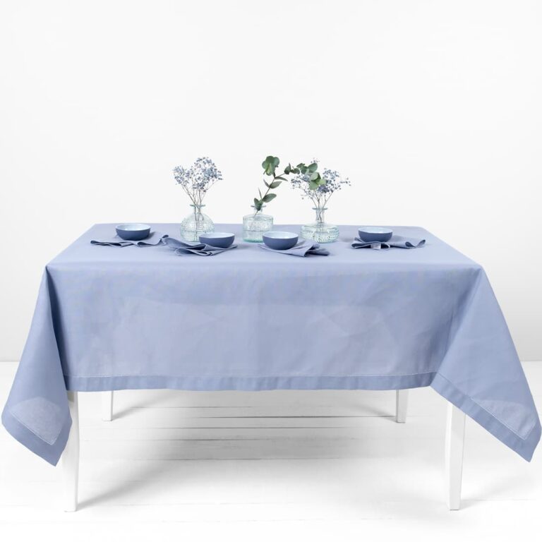 linen cotton tablecloth light blue