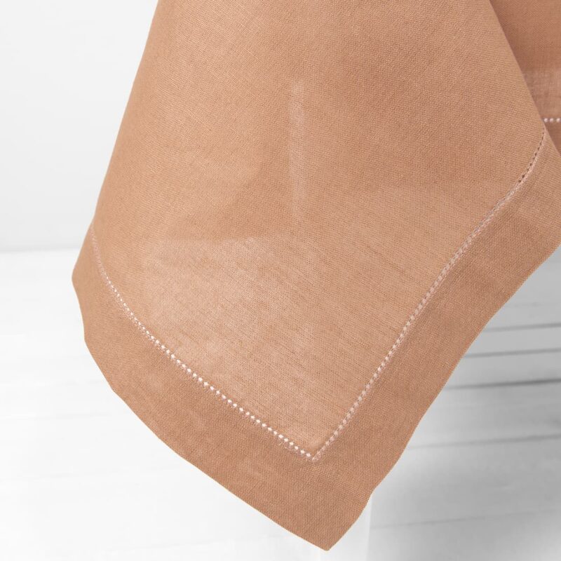 linen cotton light brown tableclot, border 4cm. hemstitch