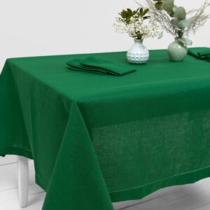 Linen cotton emerald green tablecloth product photo