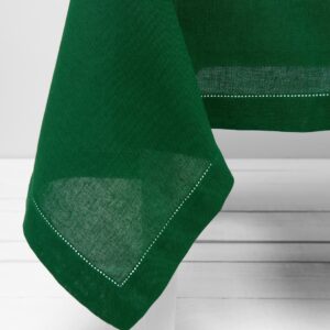 Linen cotton emerald green tablecloth border hem