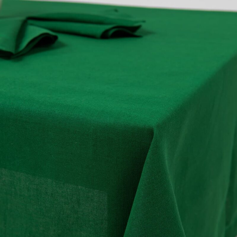 Linen cotton emerald green tablecloth table edge