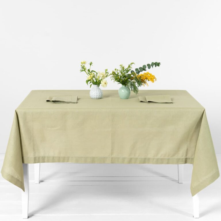 Light green linen cotton tablecloth, main
