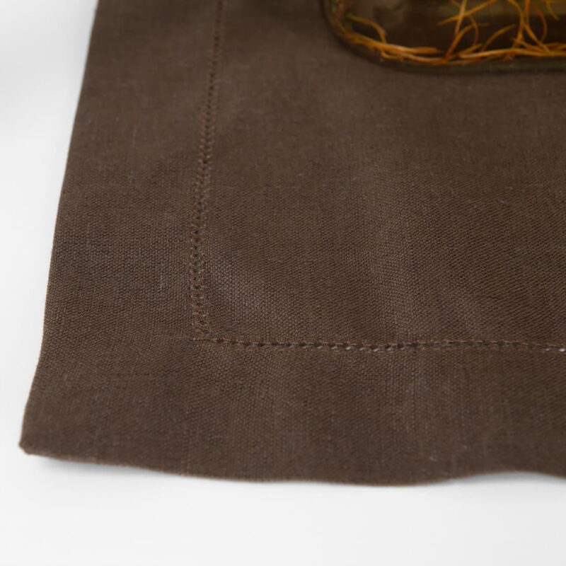 linen cotton brown placemat with hemstitch