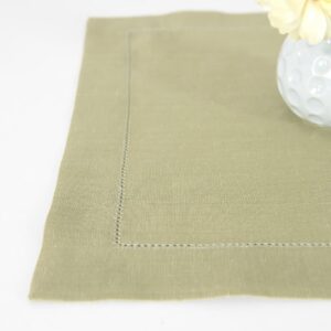Linen cotton light green placemat, plain weave
