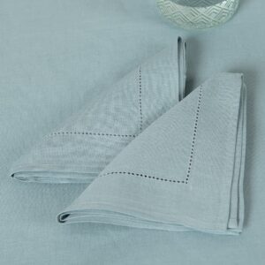 linen cotton aqua napkin with hemstitch