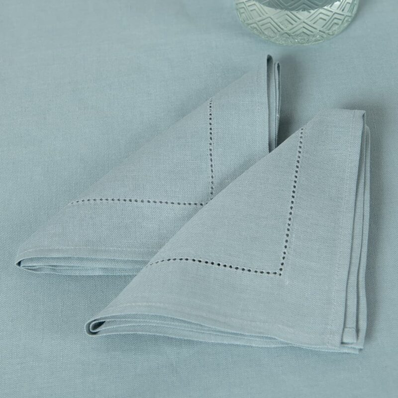 linen cotton aqua napkin with hemstitch