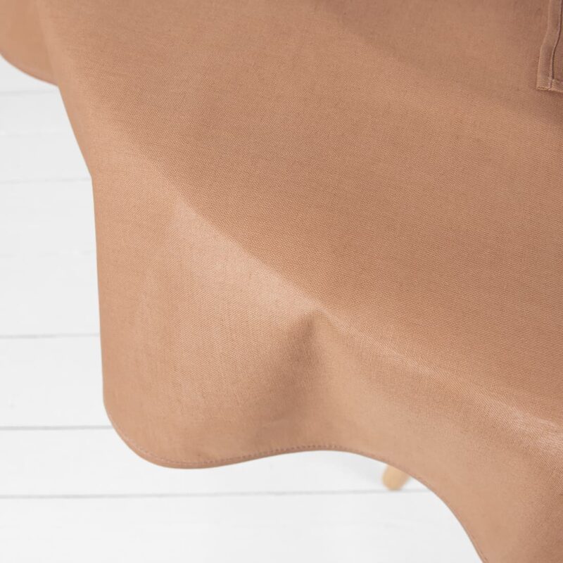 linen cotton round oval brown tablecloth solid color