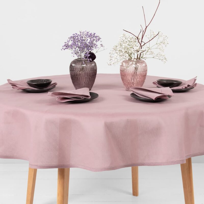 linen cotton round oval lilac tablecloth not washed
