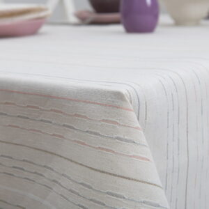 Riga white tablecloth table edge