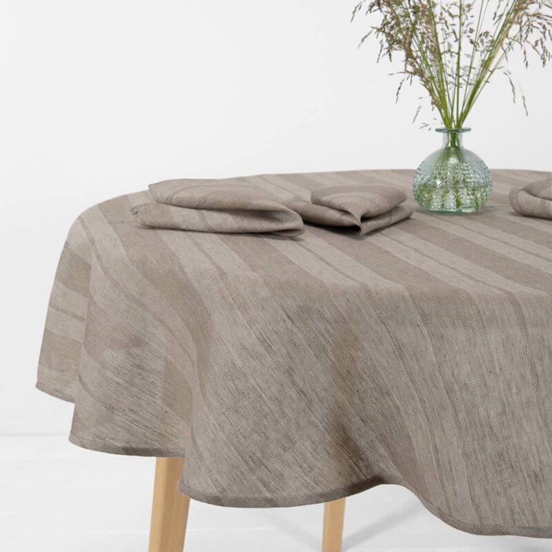 round/oval sandy tablecloth, beige piping