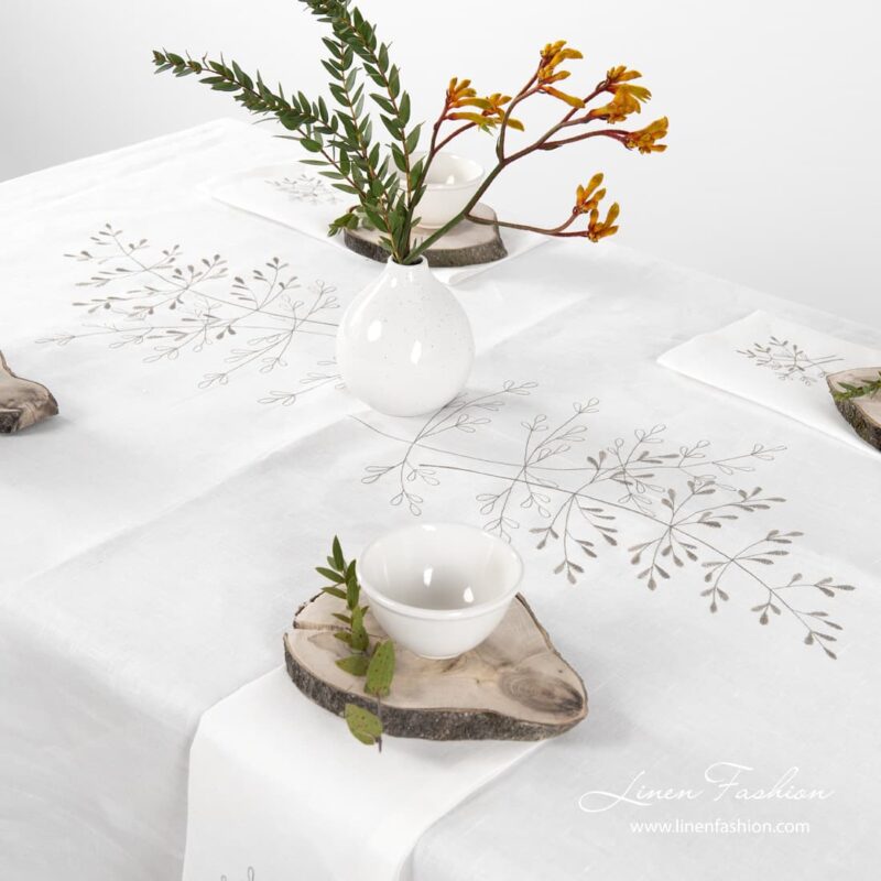 100% linen tablecloth in off-white color, juta.