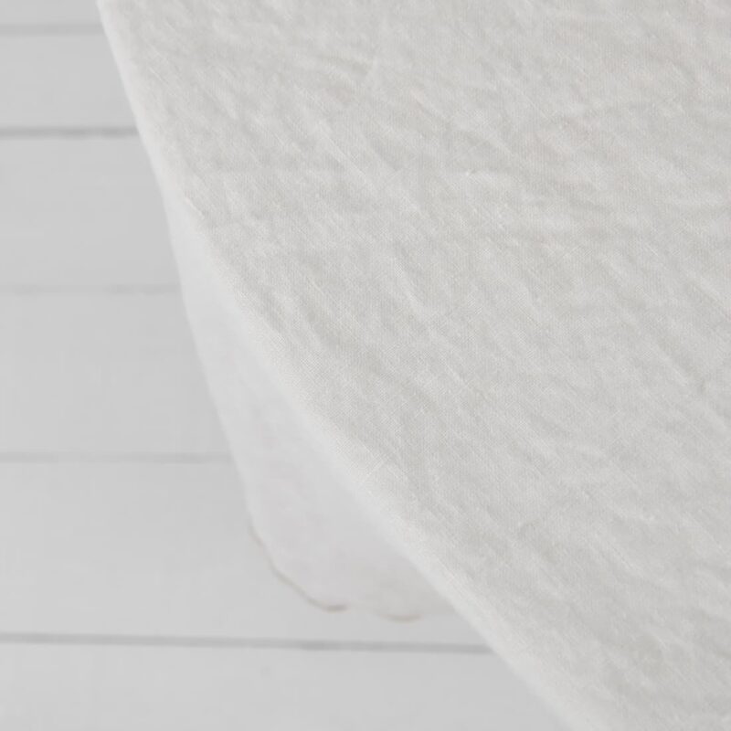 linen round white tablecloth prewashed