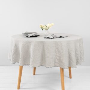 linen grey round tablecloth