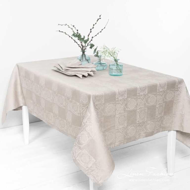 BOTANIC brownish linen cotton tablecloth