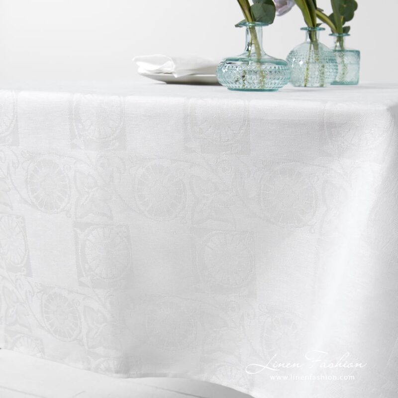 BOTANIC optical white linen cotton tablecloth