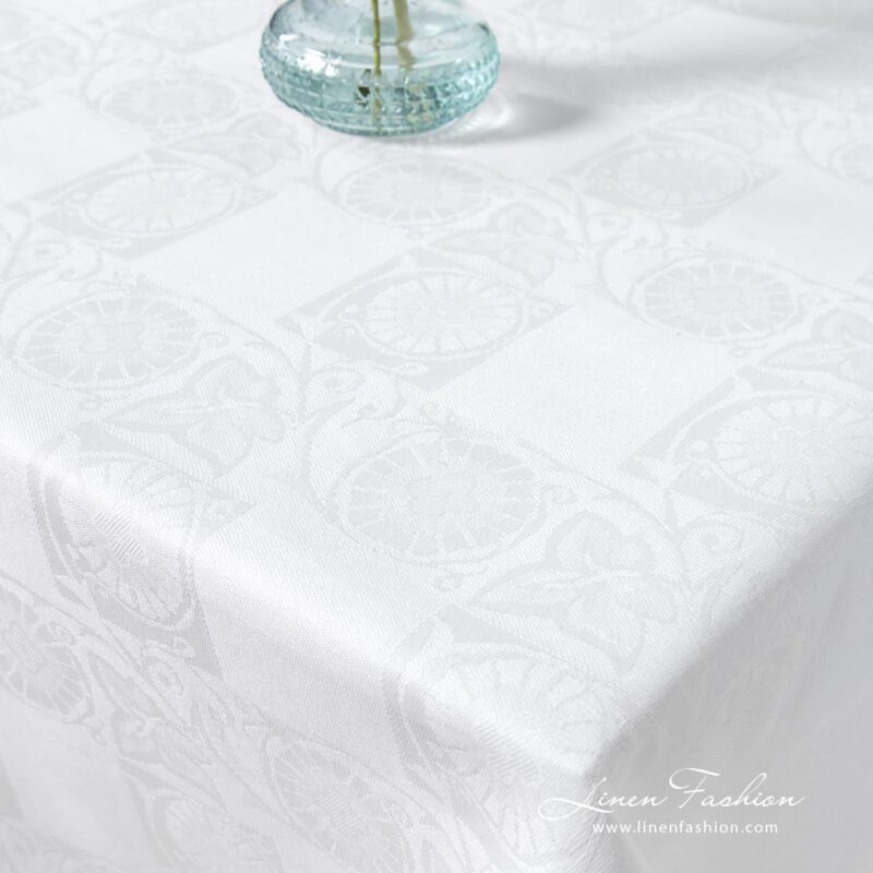 BOTANIC optical white linen cotton tablecloth