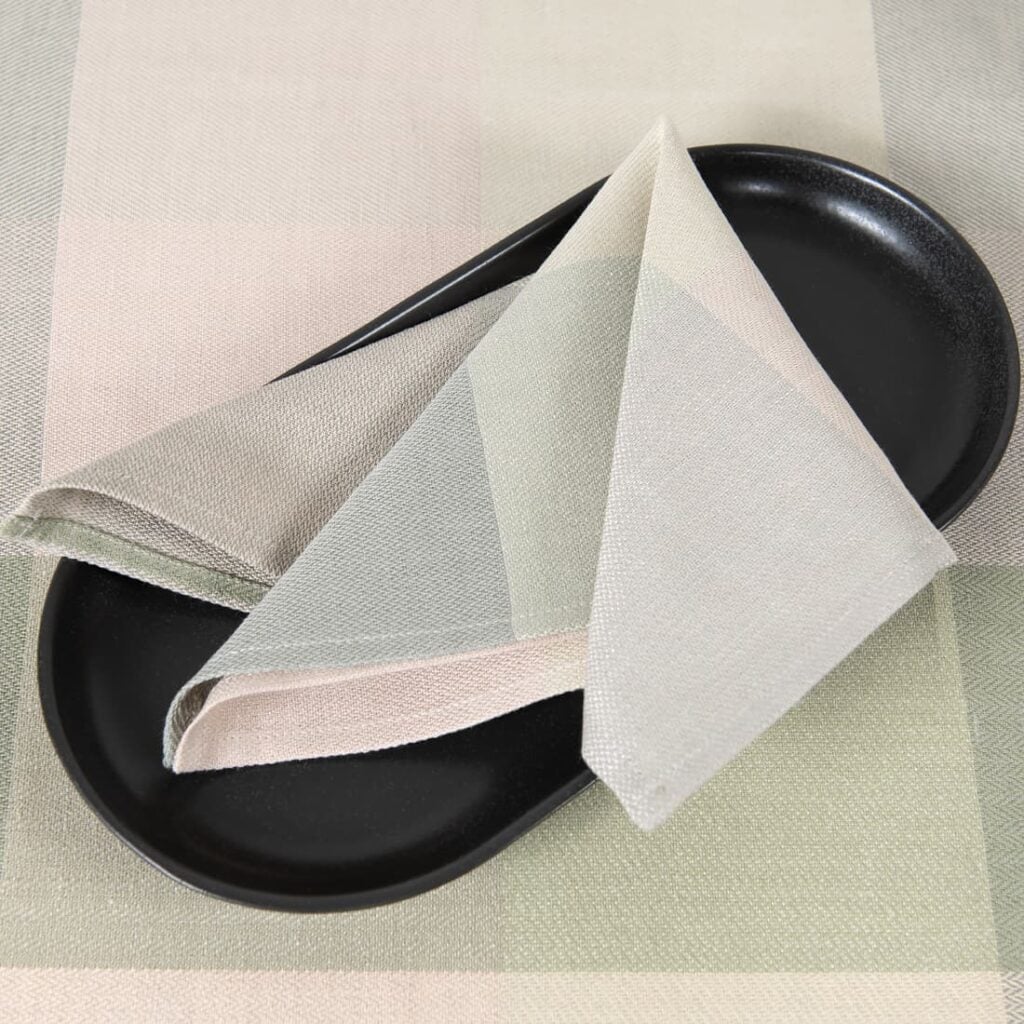 linen cotton checked beige green napkin