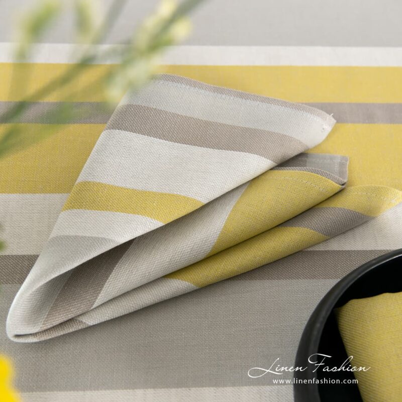 MIMOSA yellow grey striped napkin