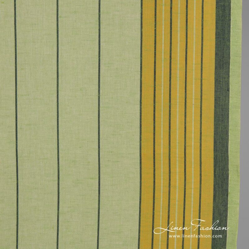 Greenish linen fabric in stripes