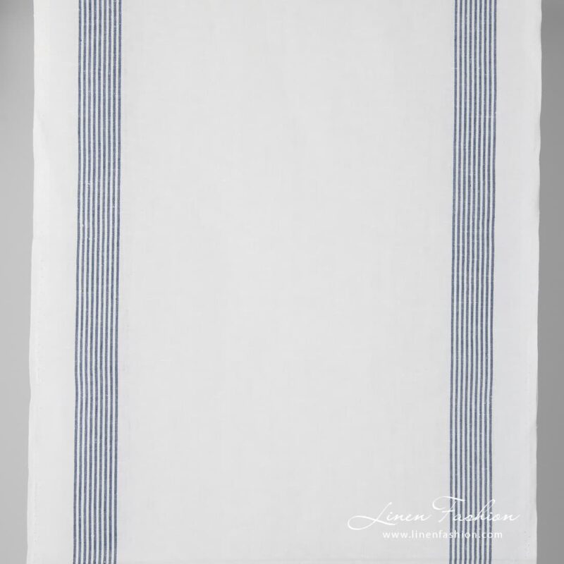 Bright white narrow linen cotton fabric.