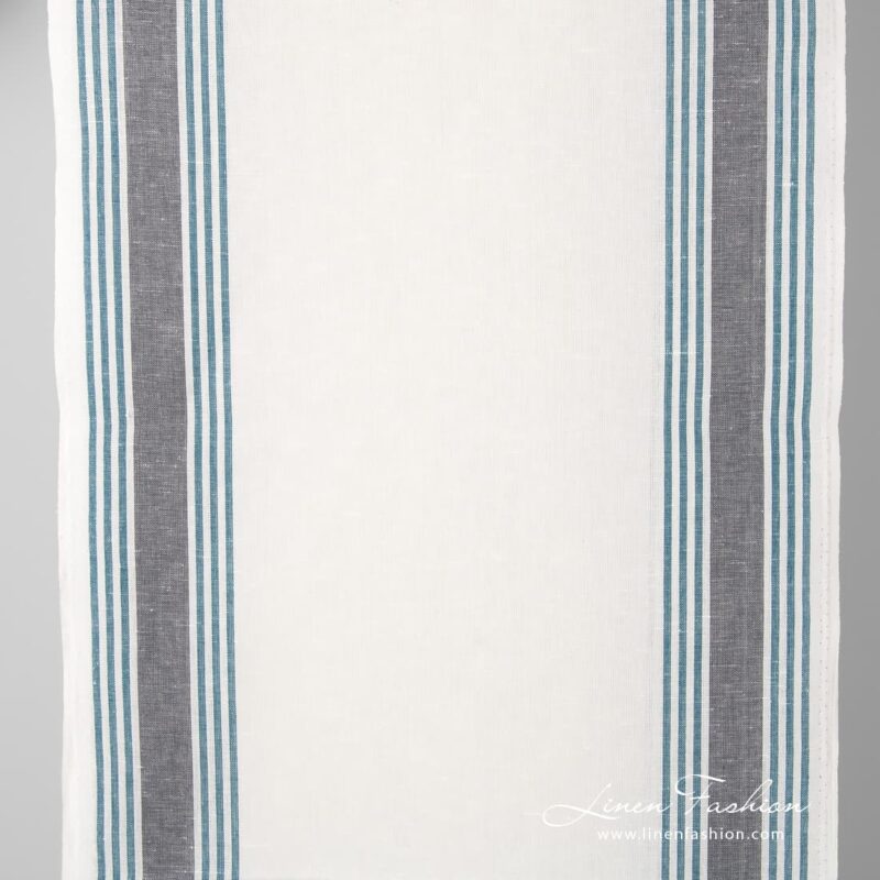 Off white linen cotton fabric with stripes.