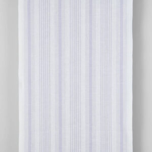 Narrow linen cotton fabric white with light violet stripes