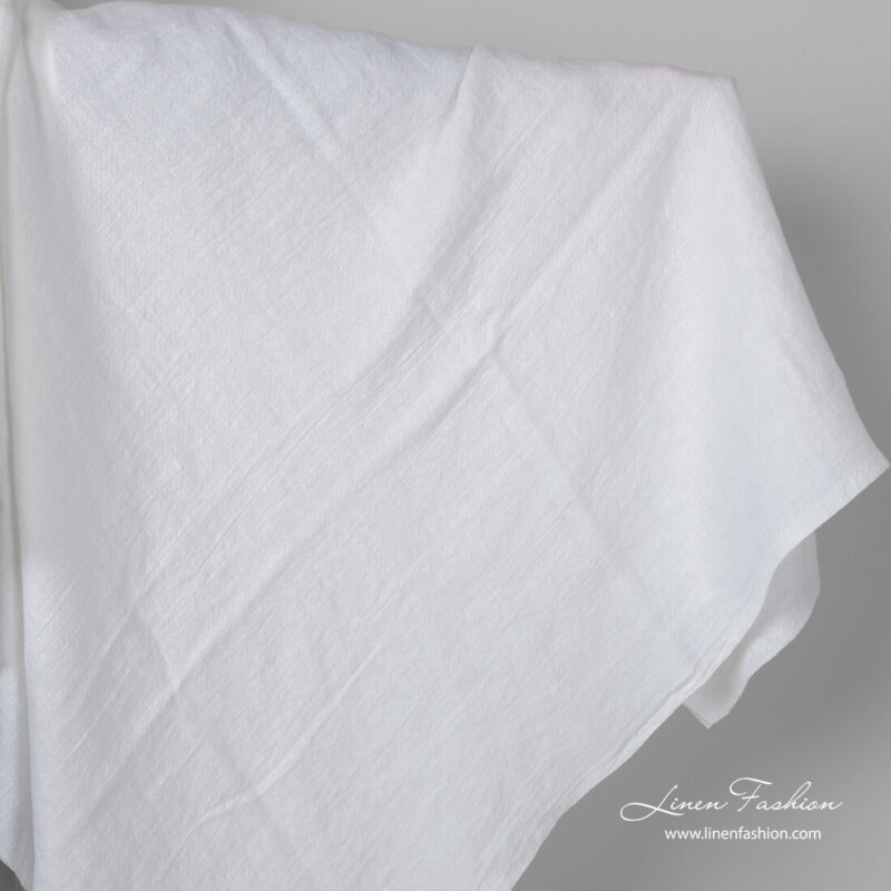 Bright white linen small square fabric, washed