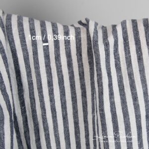 285cm width linen fabric in dark blue vertical stripes
