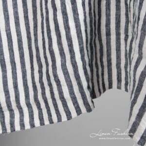 Wide linen fabric in blue stripes, perfect for clothes and home textile