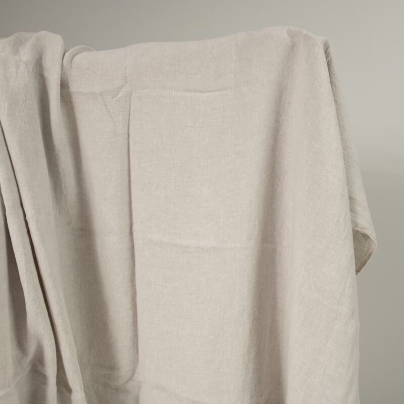 wide linen washed beige fabric