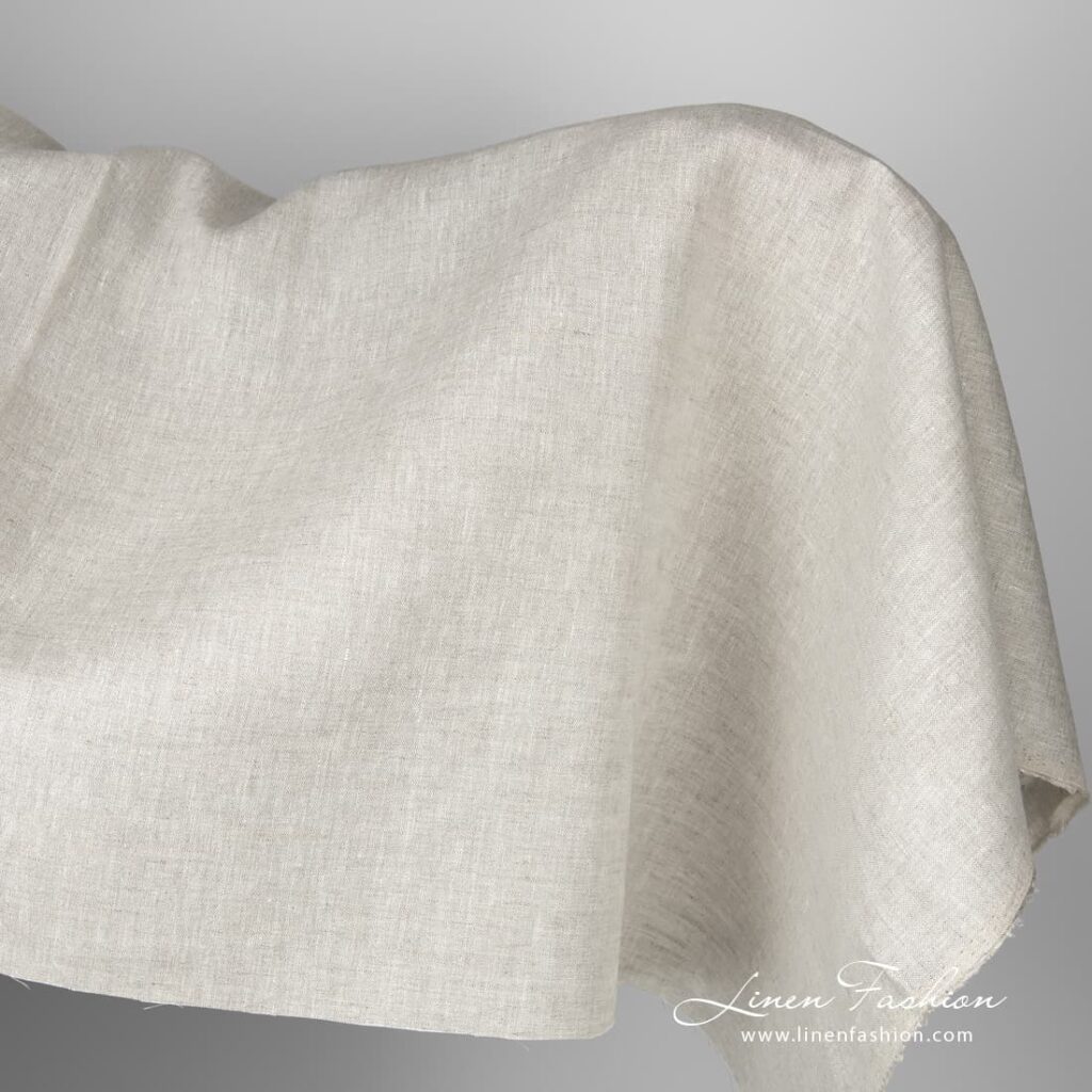 Tkanina jasnoszary len 1 Pure linen fabric in light grey colour