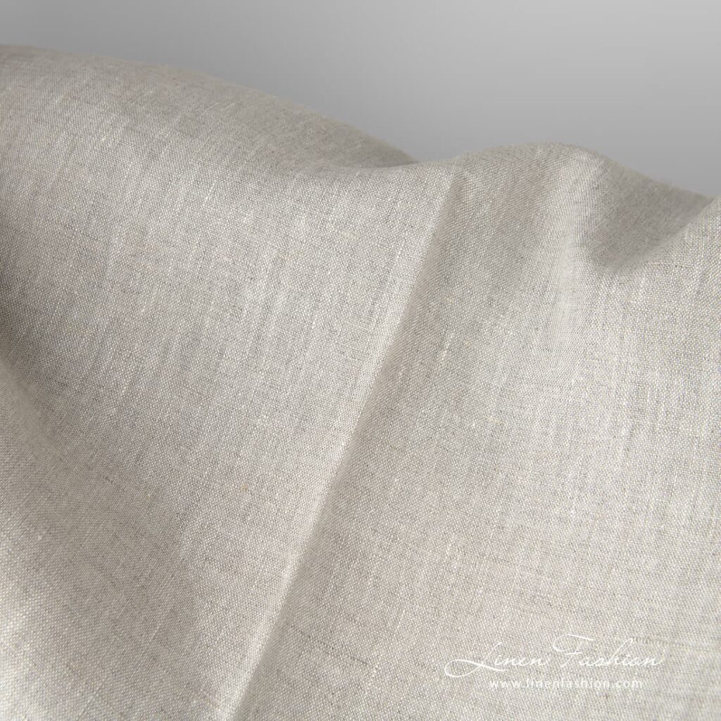 Tkanina jasnoszary len 3 Medium-weight, plainly woven pure linen fabric in light grey
