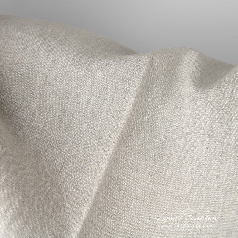 Medium-weight, plainly woven pure linen fabric in light grey