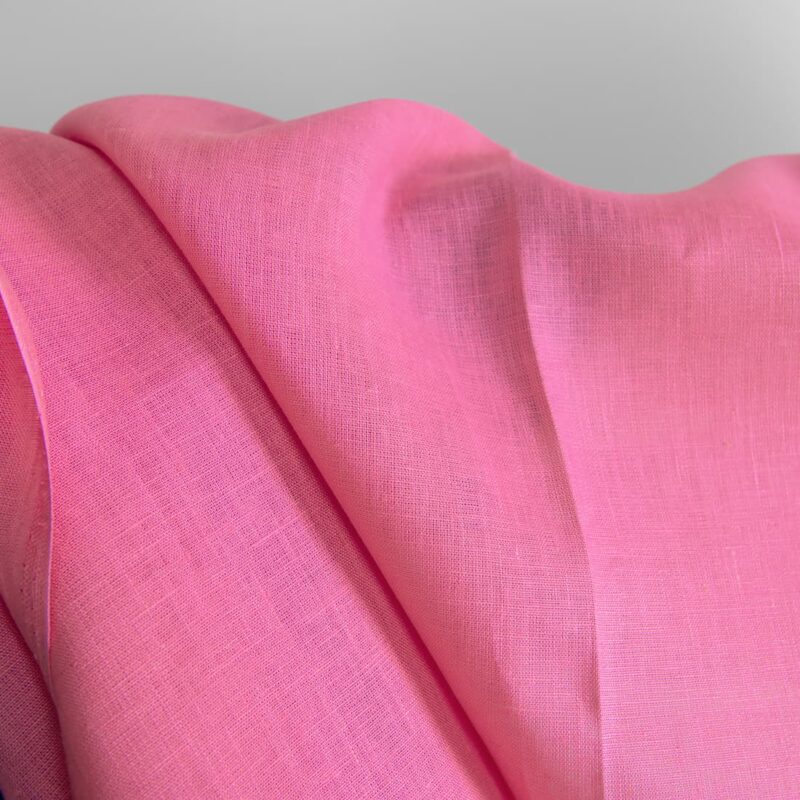 Linen fabric solid pink texture