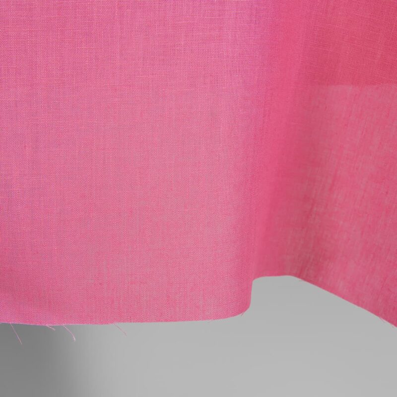 Linen fabric solid pink edge