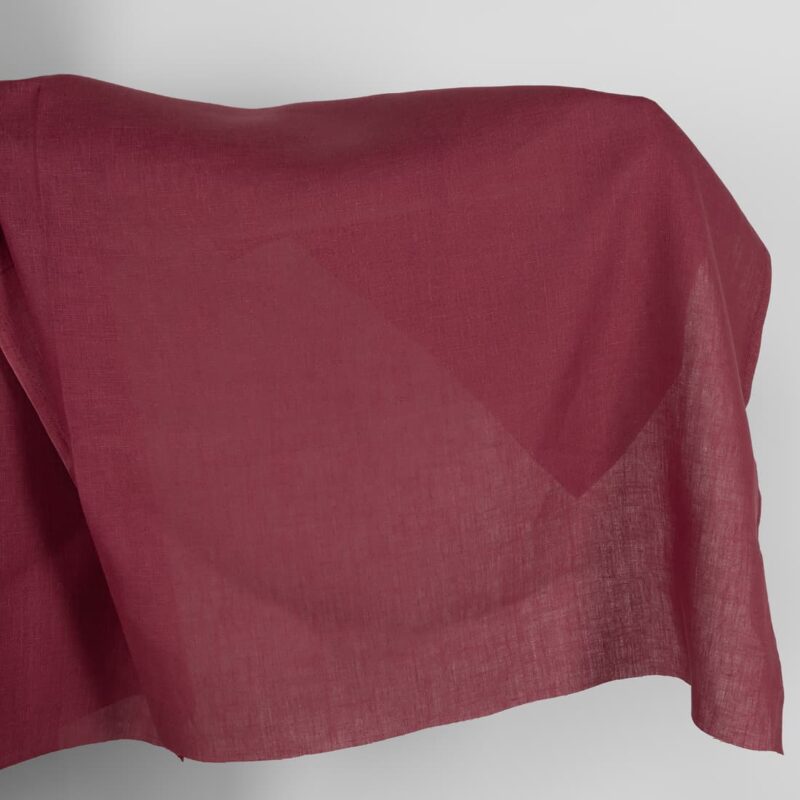 Linen fabric in dark cherry red colour